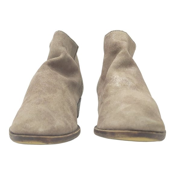 Lucky Brand Bremma Suede Leather Ankle Boots Size US 10 EU 40 Back Zip Taupe - Picture 4 of 11